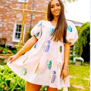 Queen of sparkles Beige Beetle dress